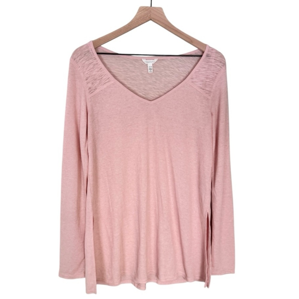 NWT Aeropostale Women's Long Sleeve V Neck Top Side Slits‎ Pink Size Medium